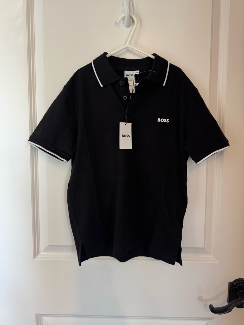 BOSS Black Polo with White Piping